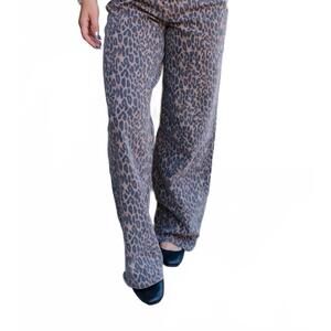 NEW HIDDEN women's alyx oversized baggy jean in brown  cheetah